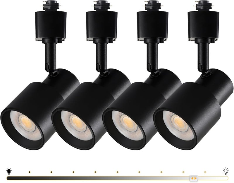 AIBISOD 10W H Track Lighting Heads, Dimmable LED Track Lighting Heads Fixtures Bright 3000K Warm White Track Light Head for Accent Task Art, Flicker Free CRI90+ 24° 900lm (Black, 10W - 4 Pack) - Image 1